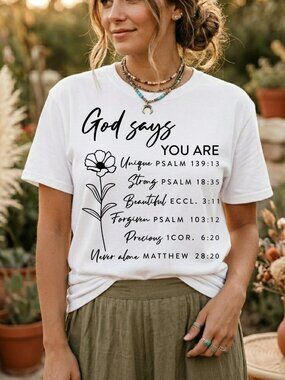 God Says You Are Bible Verse Shirt Floral Christian Boho Faith Aesthetic Tee